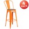 Flash Furniture Orange Metal Barstool with Back and Wood Seat, 30" High, PK4 4-CH-31320-30GB-OR-WD-GG - alternate 4